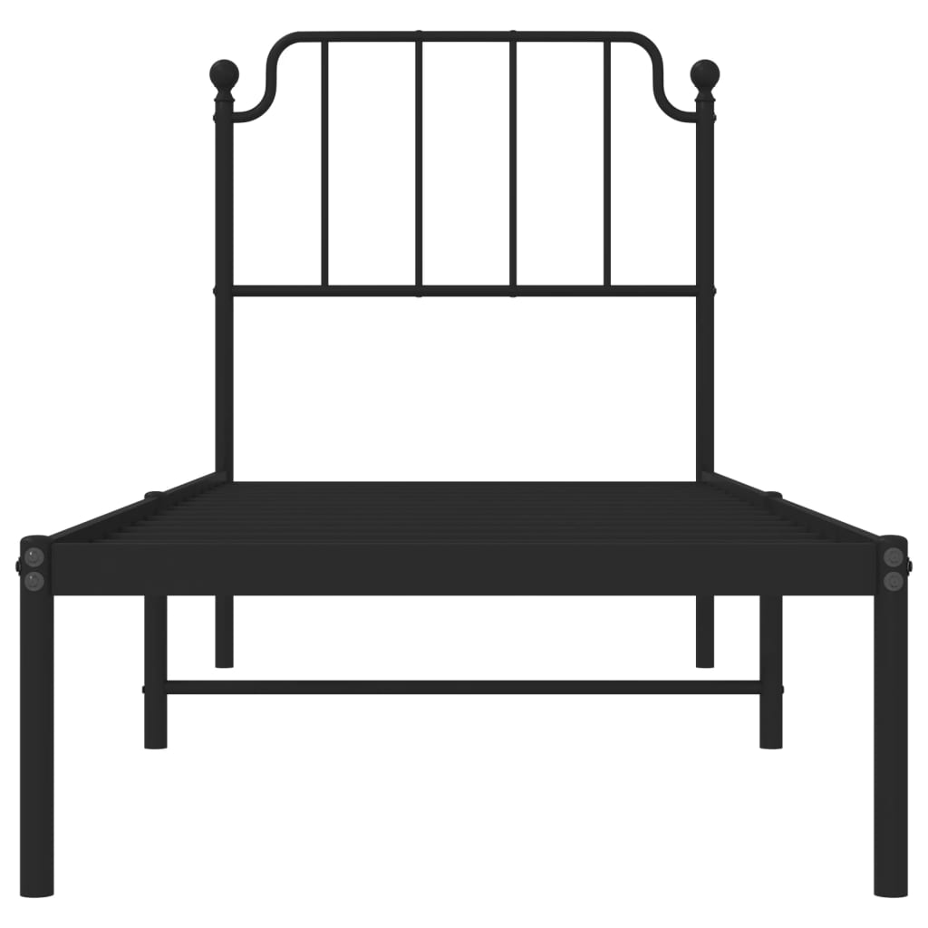 Sengeramme i metall med hodegavl svart 80x200 cm