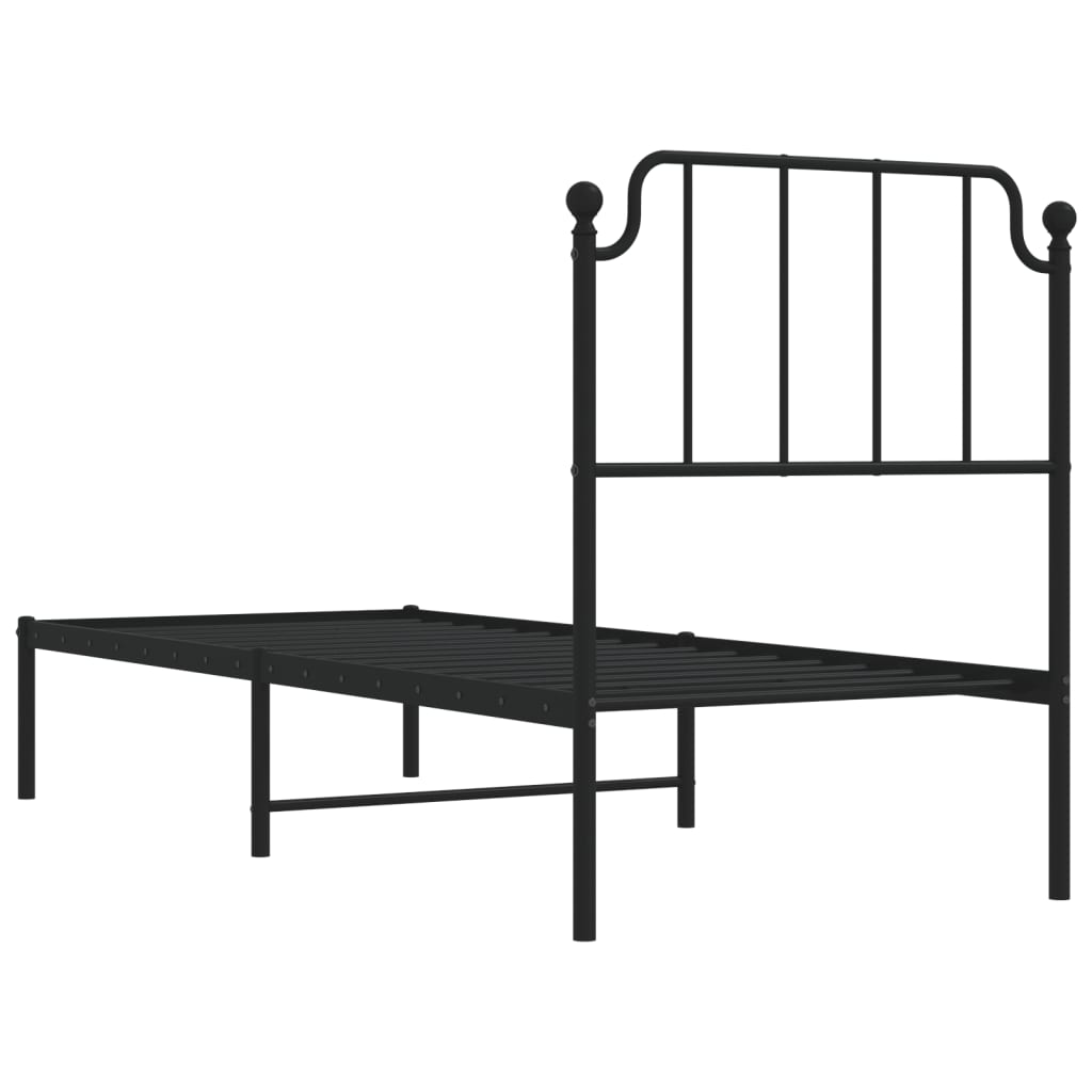 Sengeramme i metall med hodegavl svart 80x200 cm