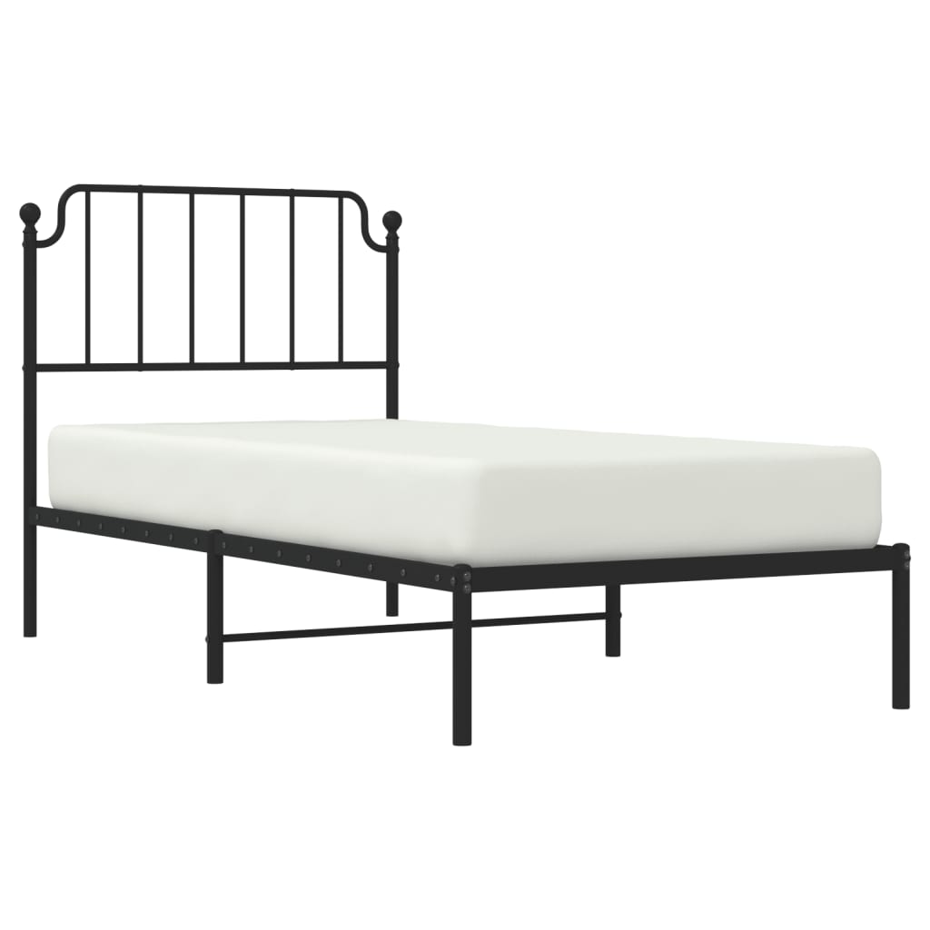 Sengeramme i metall med hodegavl svart 90x190 cm