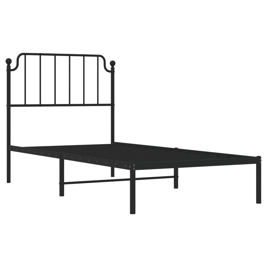 Sengeramme i metall med hodegavl svart 90x190 cm
