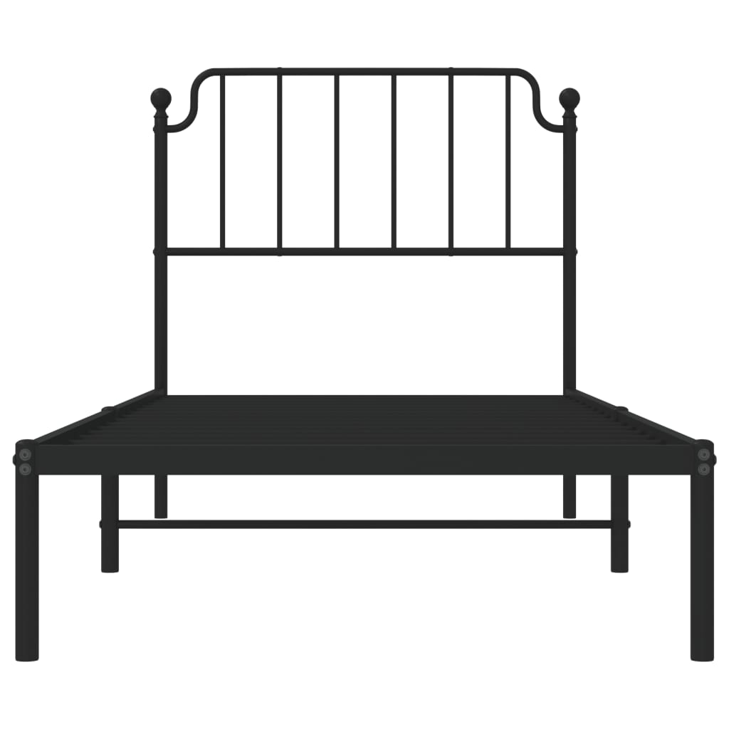 Sengeramme i metall med hodegavl svart 90x190 cm
