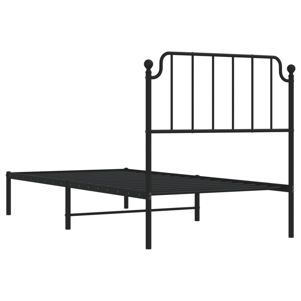 Sengeramme i metall med hodegavl svart 90x190 cm