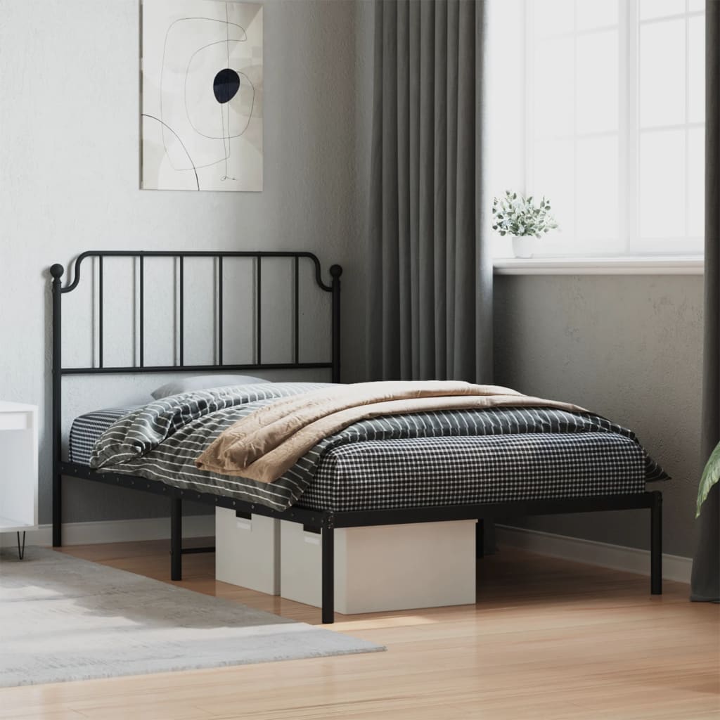 Sengeramme i metall med hodegavl svart 107x203 cm