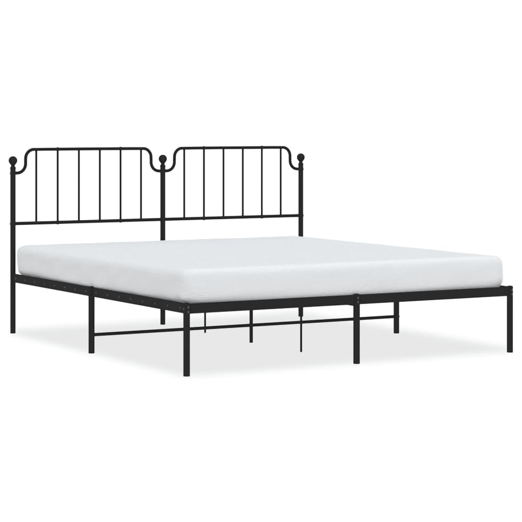 Sengeramme i metall med sengegavl svart 183x213 cm