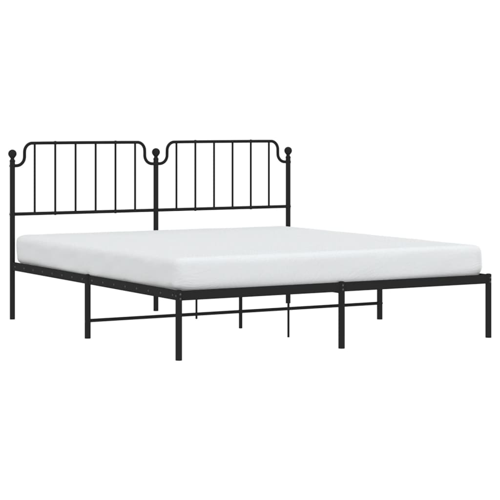 Sengeramme i metall med sengegavl svart 183x213 cm