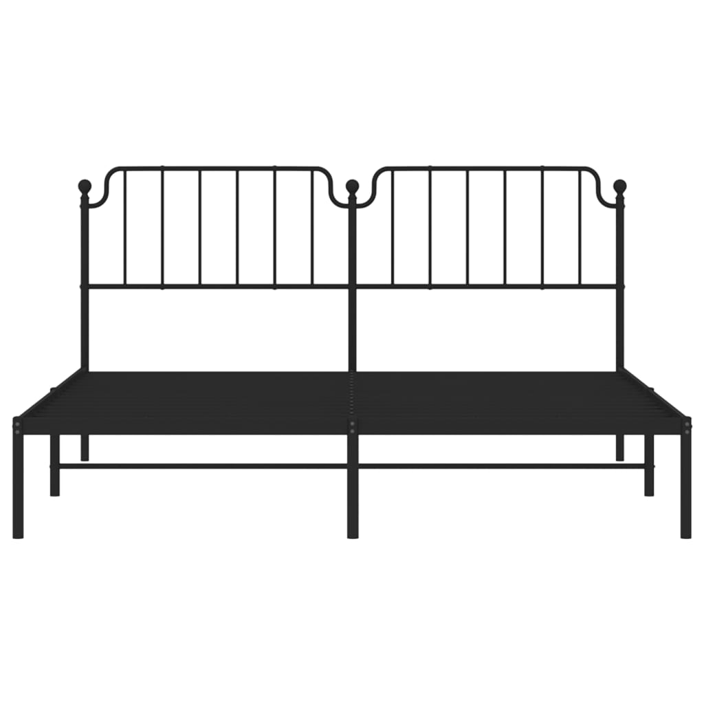 Sengeramme i metall med sengegavl svart 183x213 cm