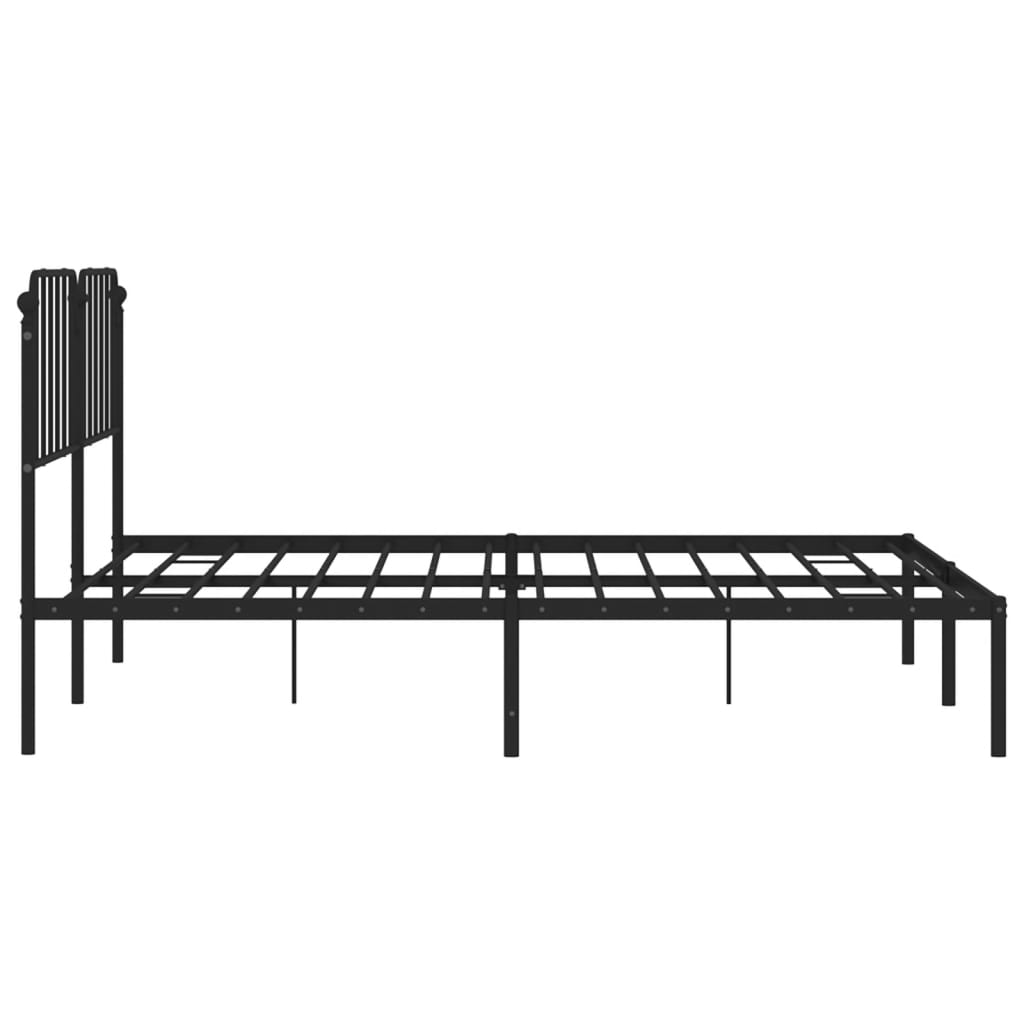 Sengeramme i metall med sengegavl svart 183x213 cm