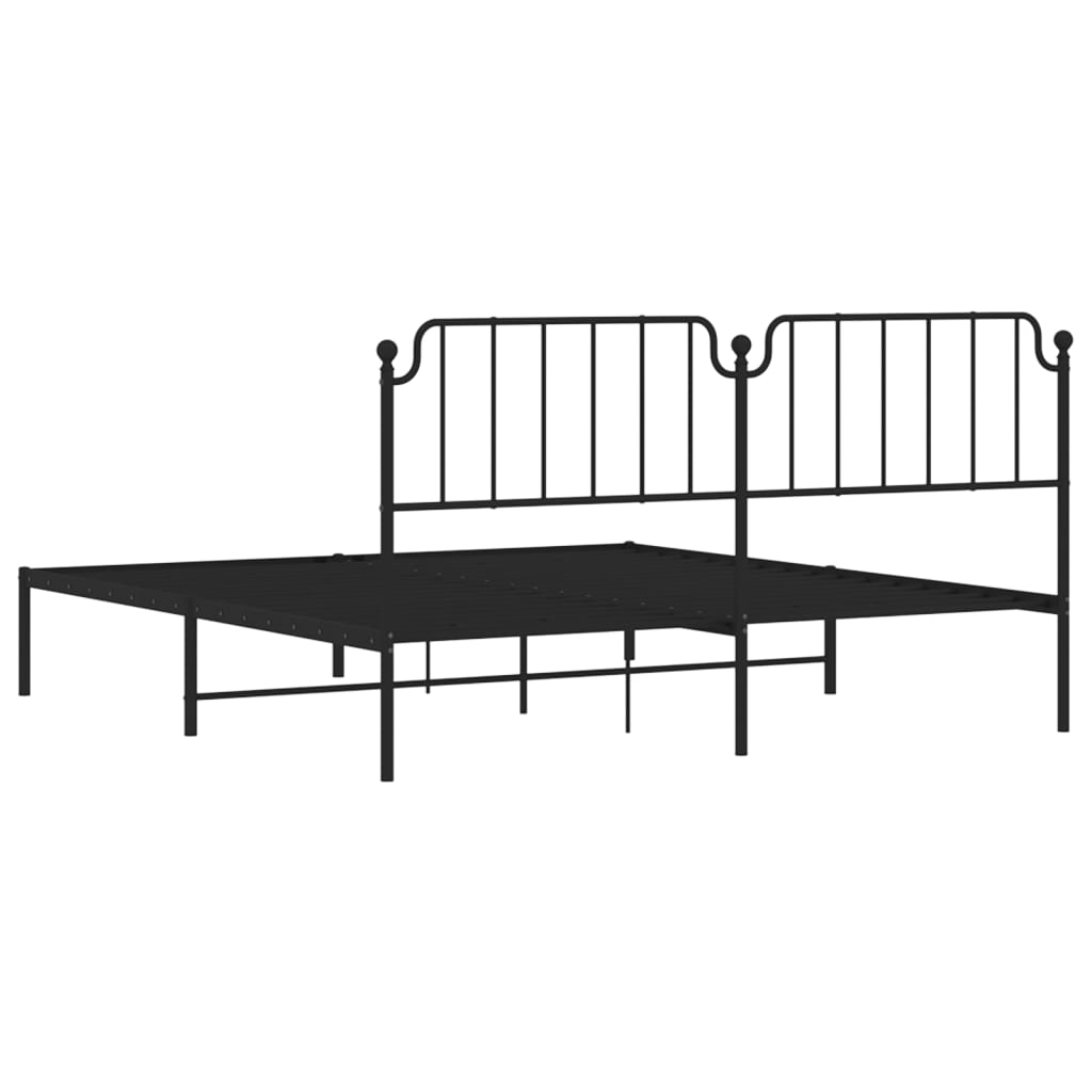 Sengeramme i metall med sengegavl svart 183x213 cm