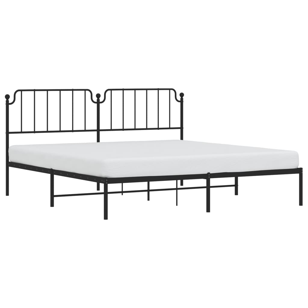 Sengeramme i metall med sengegavl svart 193x203 cm