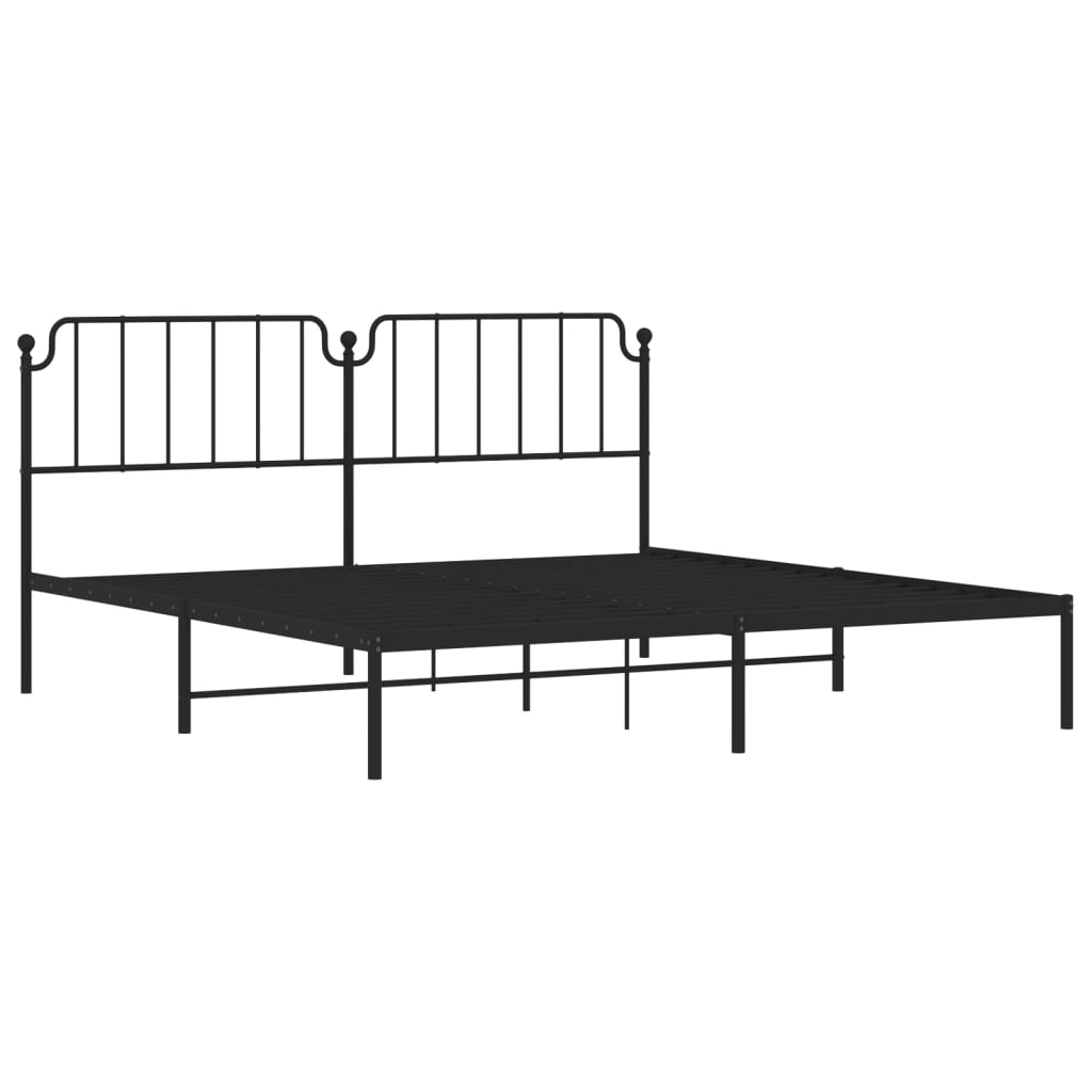 Sengeramme i metall med sengegavl svart 193x203 cm