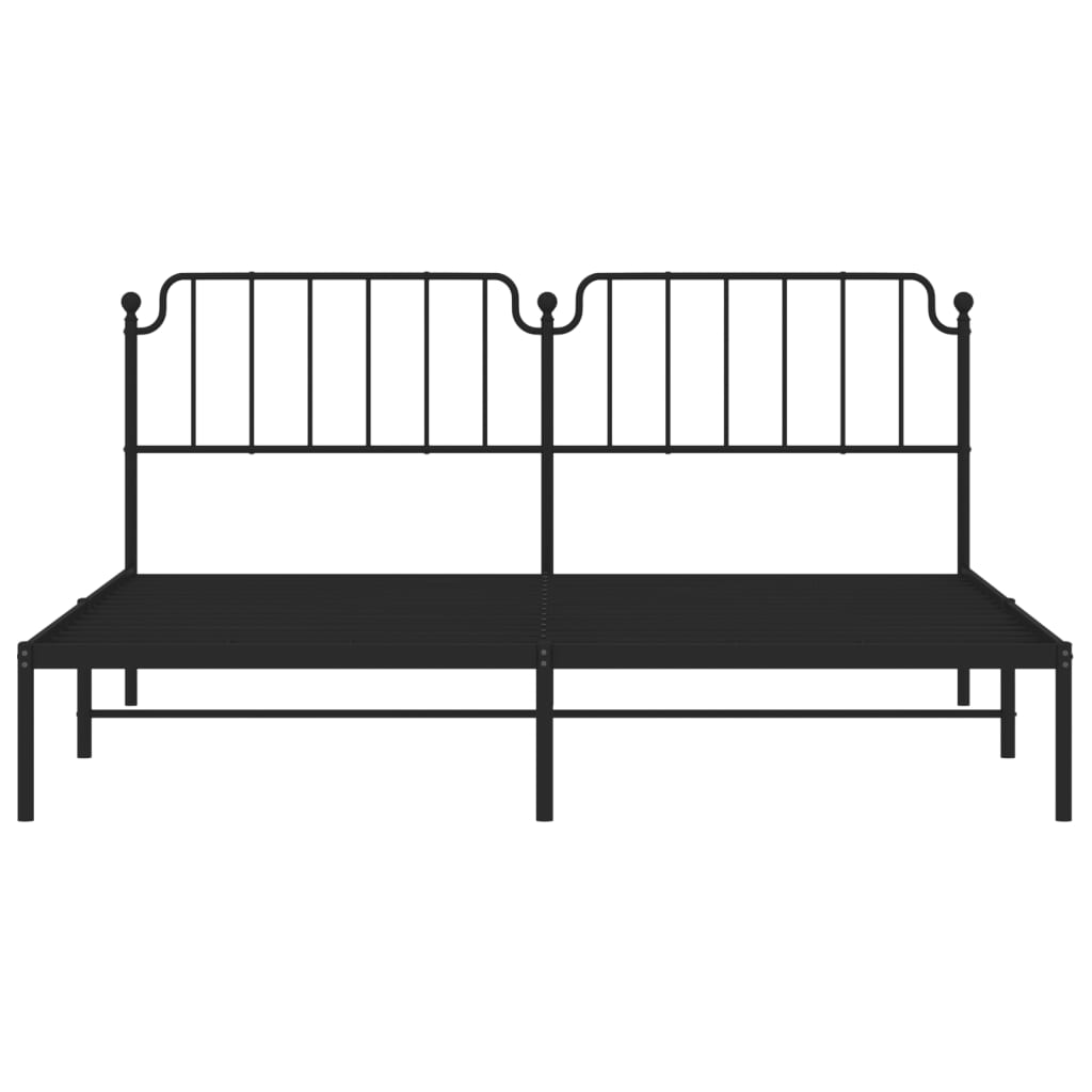 Sengeramme i metall med sengegavl svart 193x203 cm