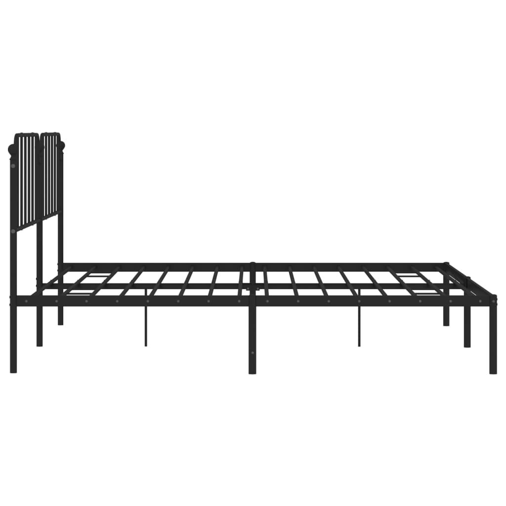 Sengeramme i metall med sengegavl svart 193x203 cm