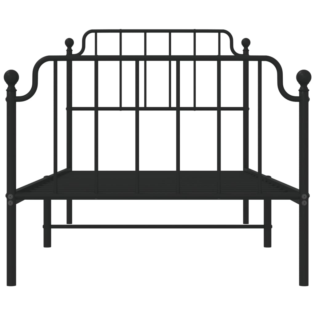 Sengeramme i metall med hode- og fotgavl svart 90x200 cm