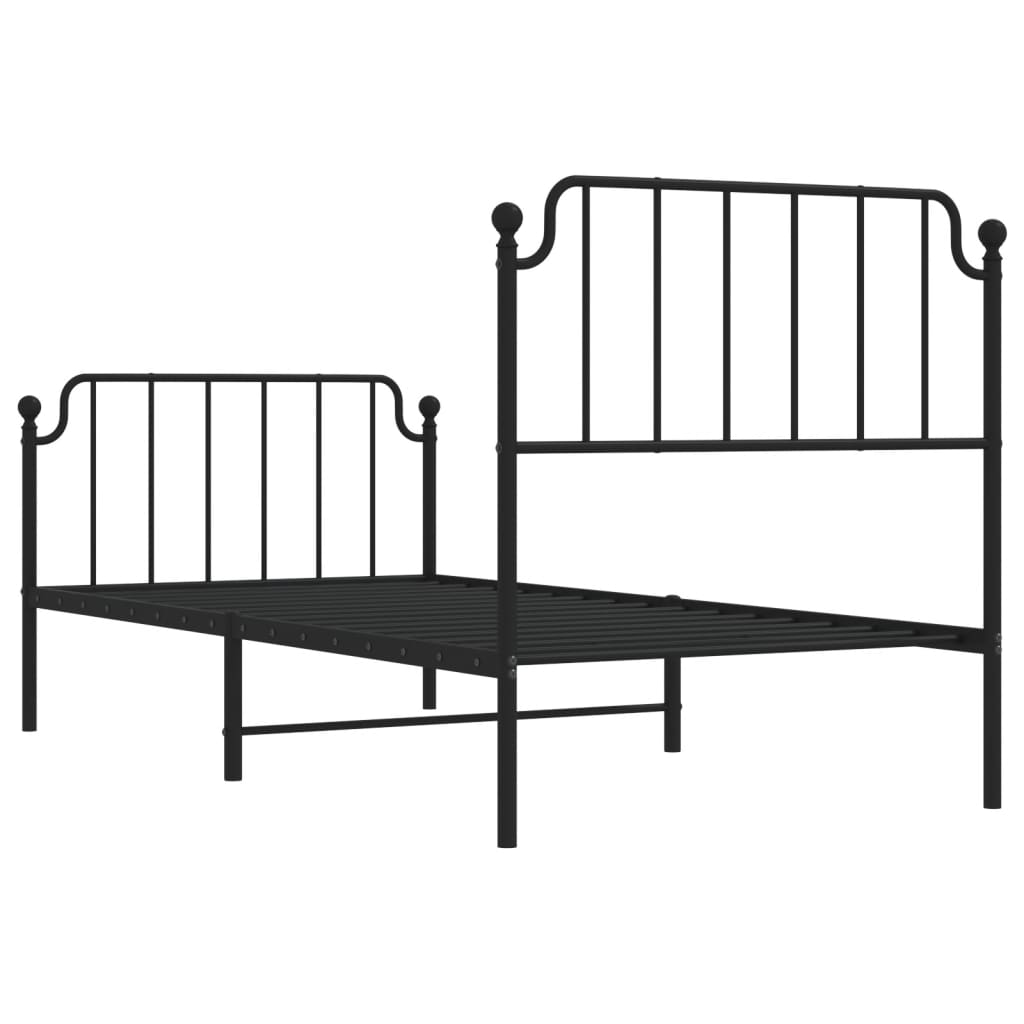 Sengeramme i metall med hode- og fotgavl svart 90x200 cm