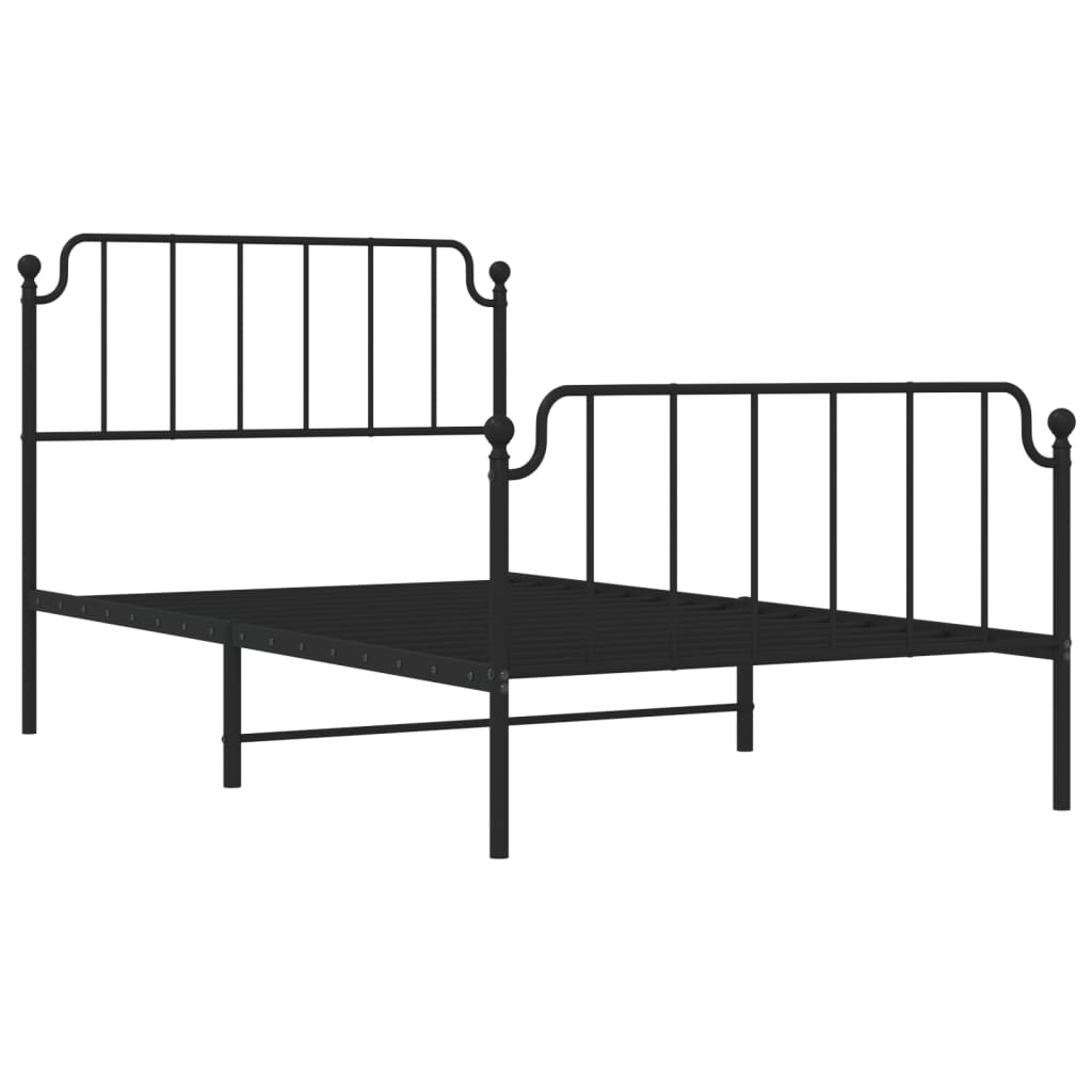 Sengeramme i metall med hode- og fotgavl svart 107x203 cm
