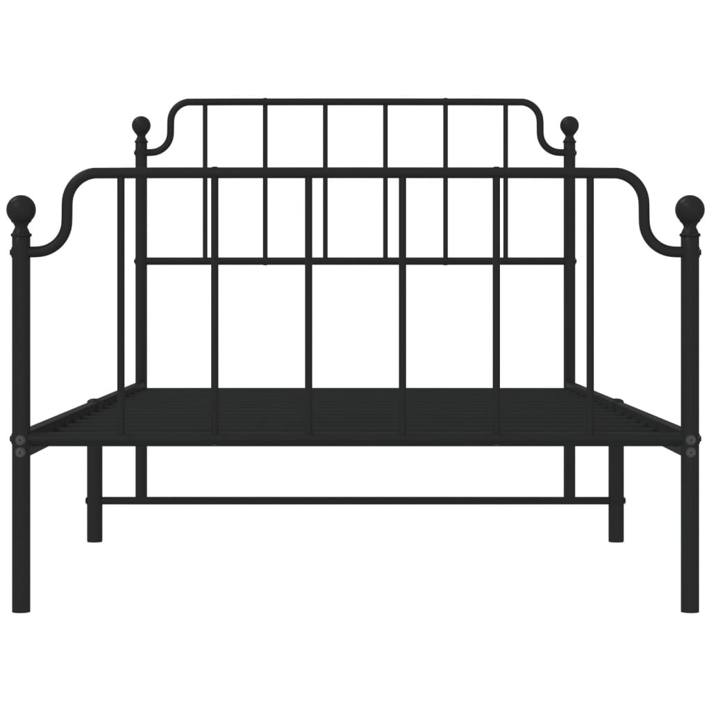 Sengeramme i metall med hode- og fotgavl svart 107x203 cm