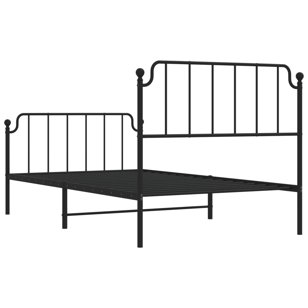 Sengeramme i metall med hode- og fotgavl svart 107x203 cm