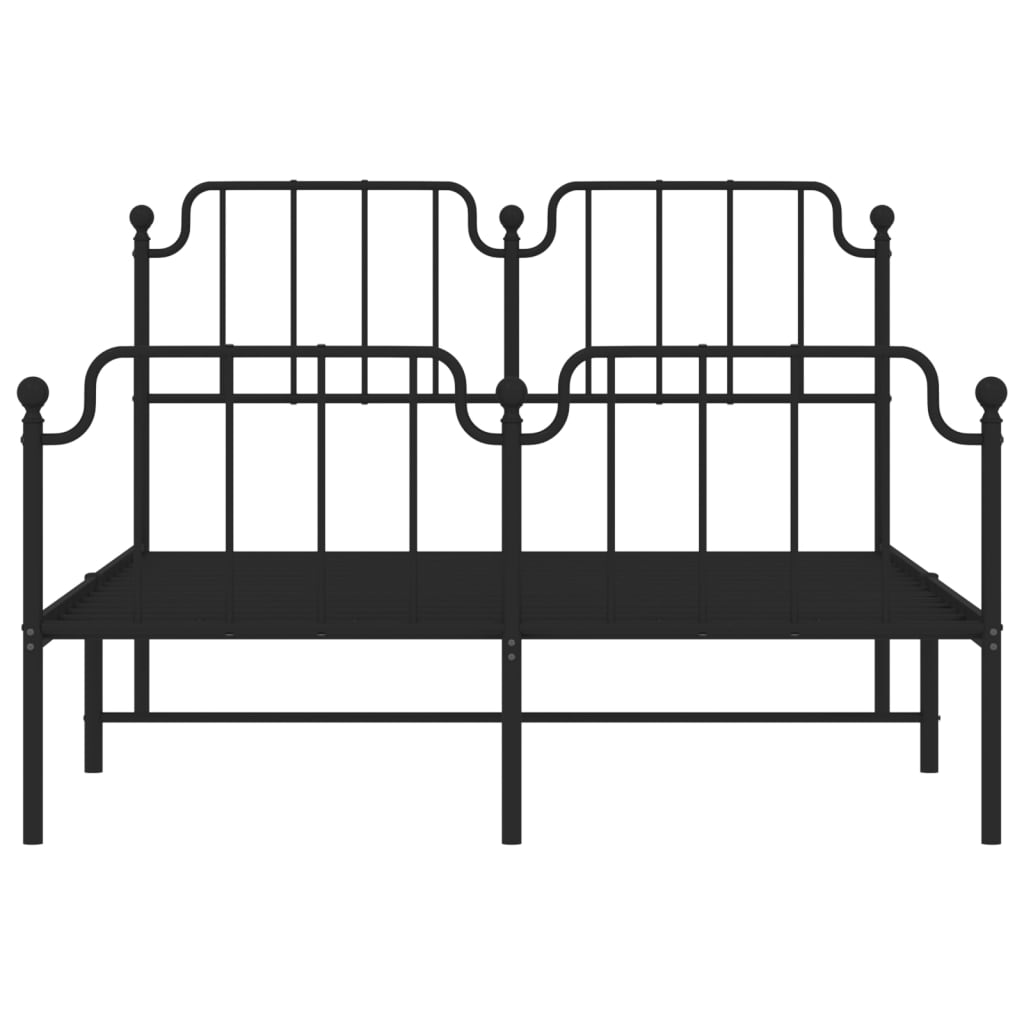 Sengeramme i metall med hode- og fotgavl svart 140x190 cm