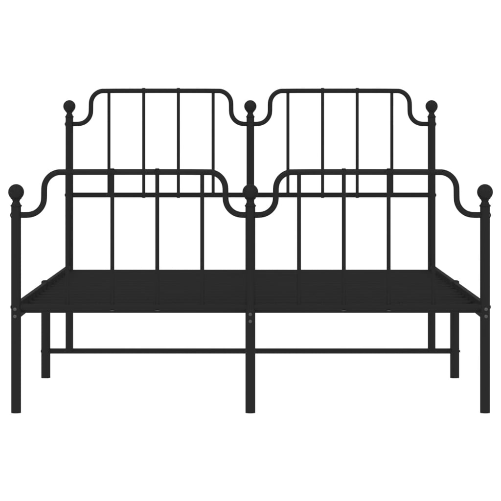 Sengeramme i metall med hode- og fotgavl svart 140x200 cm