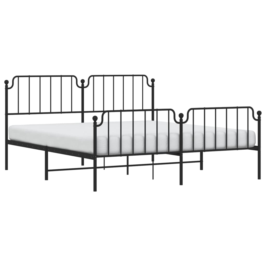 Sengeramme i metall med hode- og fotgavl svart 183x213 cm