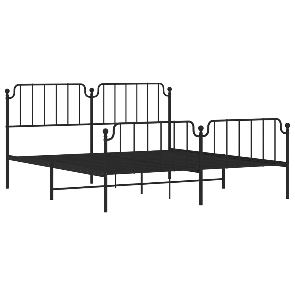 Sengeramme i metall med hode- og fotgavl svart 183x213 cm