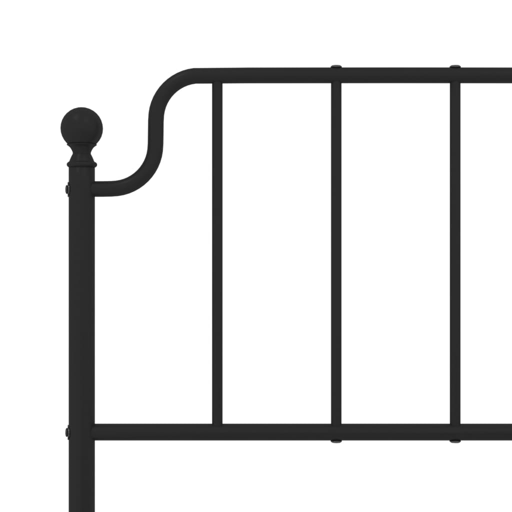 Sengeramme i metall med hode- og fotgavl svart 183x213 cm