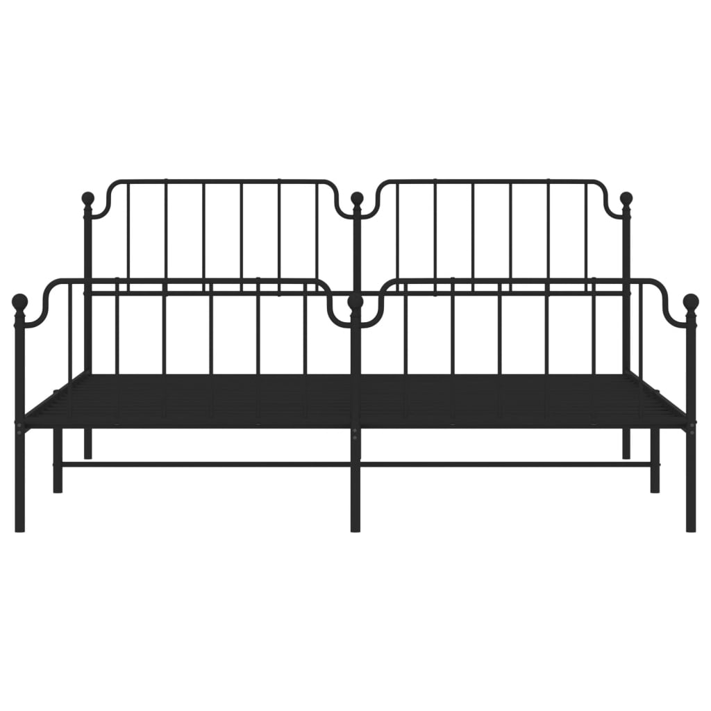 Sengeramme i metall med hode- og fotgavl svart 193x203 cm