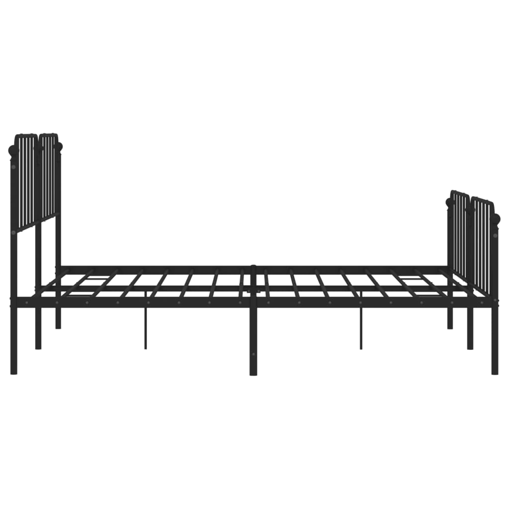 Sengeramme i metall med hode- og fotgavl svart 193x203 cm