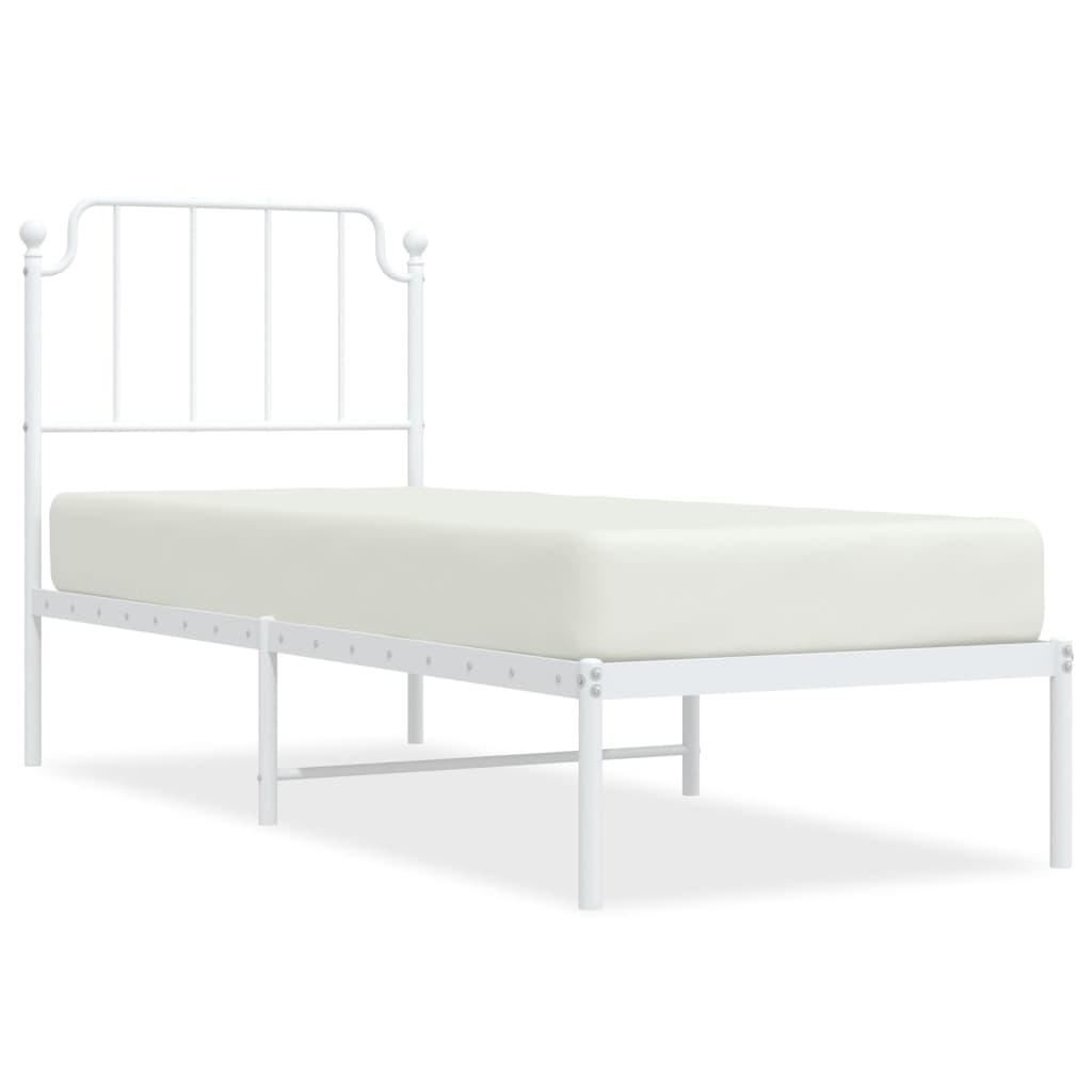 Sengeramme i metall uten madrass med hodegavl hvit 75x190 cm
