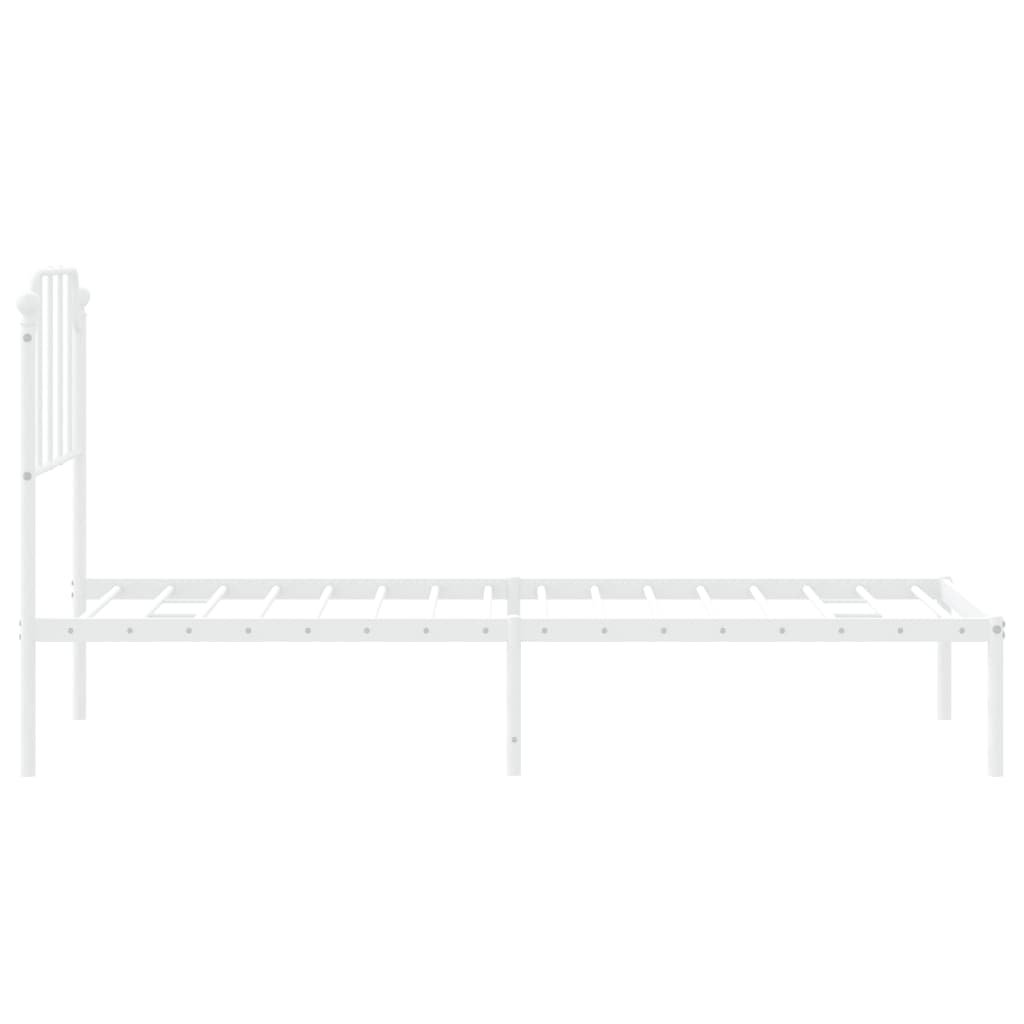 Sengeramme i metall uten madrass med hodegavl hvit 75x190 cm