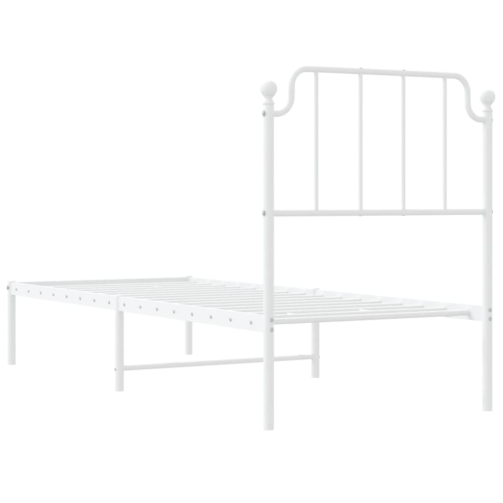 Sengeramme i metall uten madrass med hodegavl hvit 75x190 cm