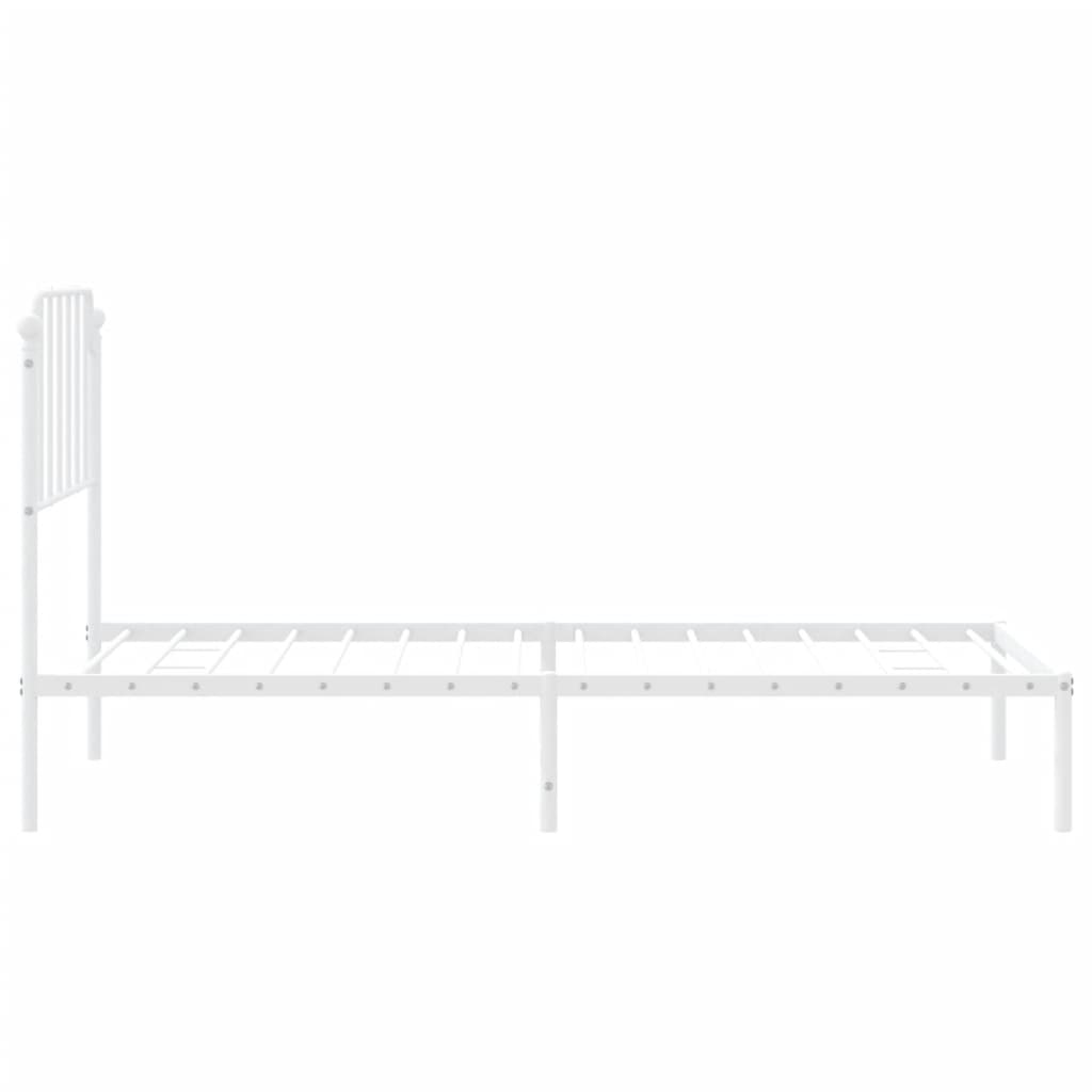 Sengeramme i metall med hodegavl hvit 90x190 cm