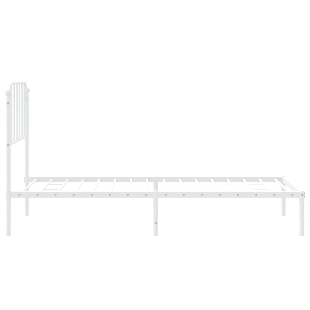 Sengeramme i metall med hodegavl hvit 90x200 cm