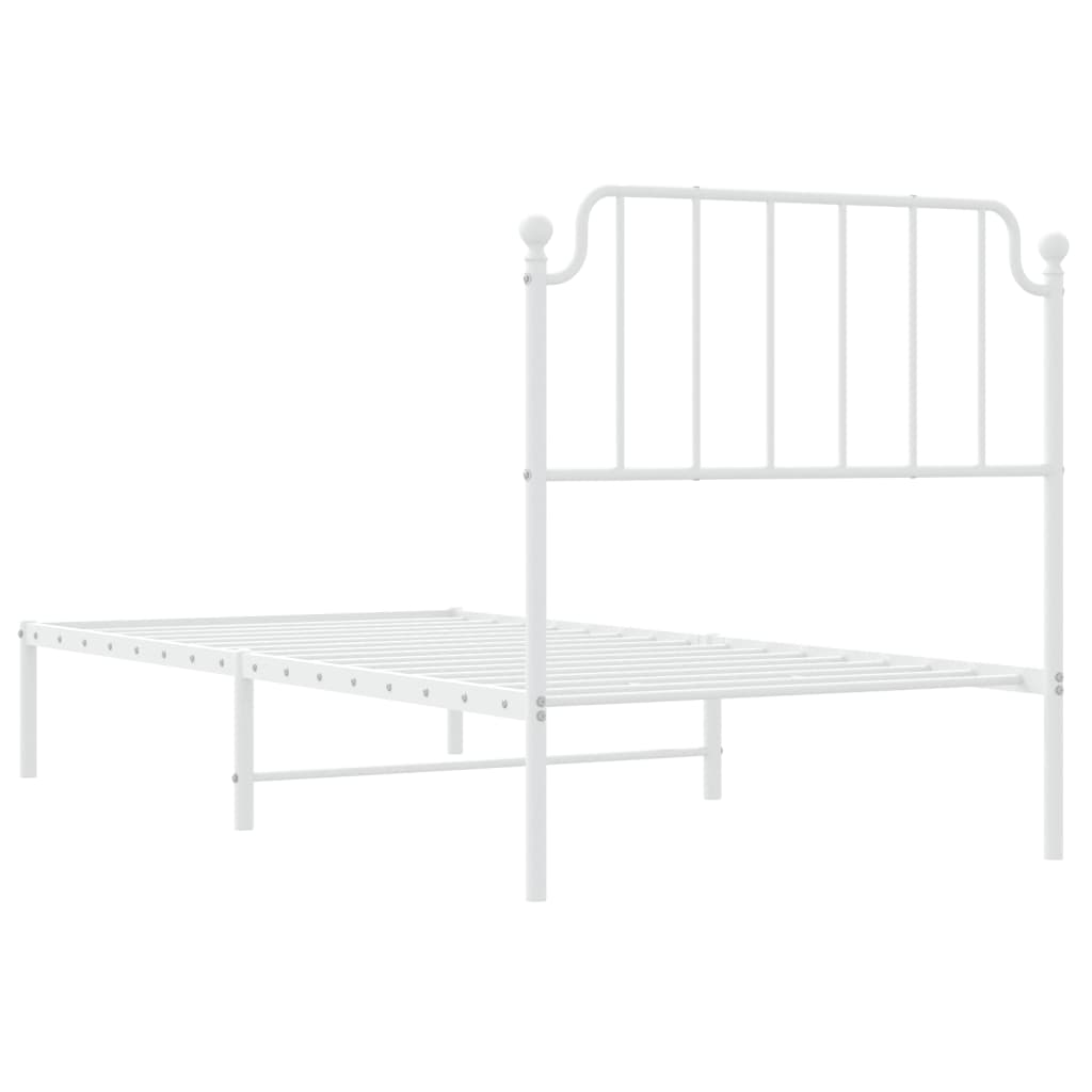 Sengeramme i metall med hodegavl hvit 90x200 cm
