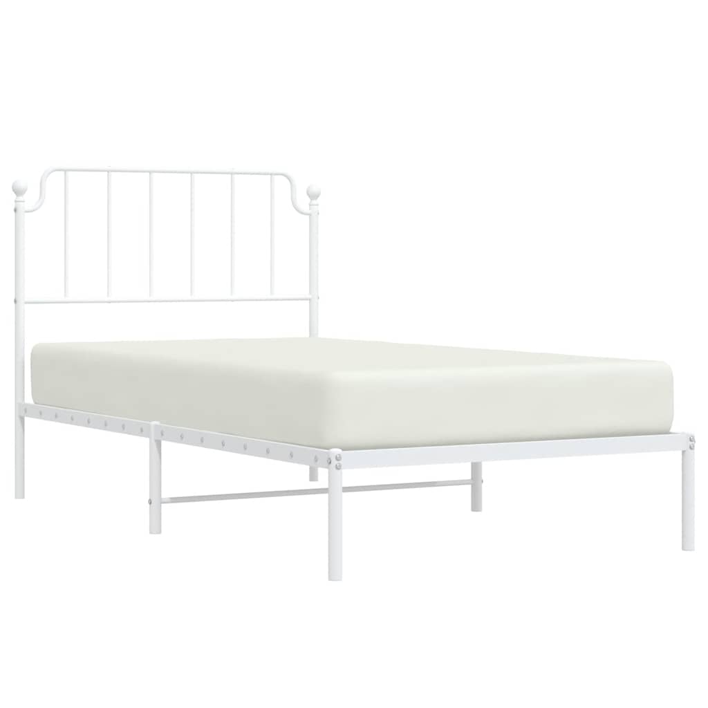 Sengeramme i metall med hodegavl hvit 100x190 cm