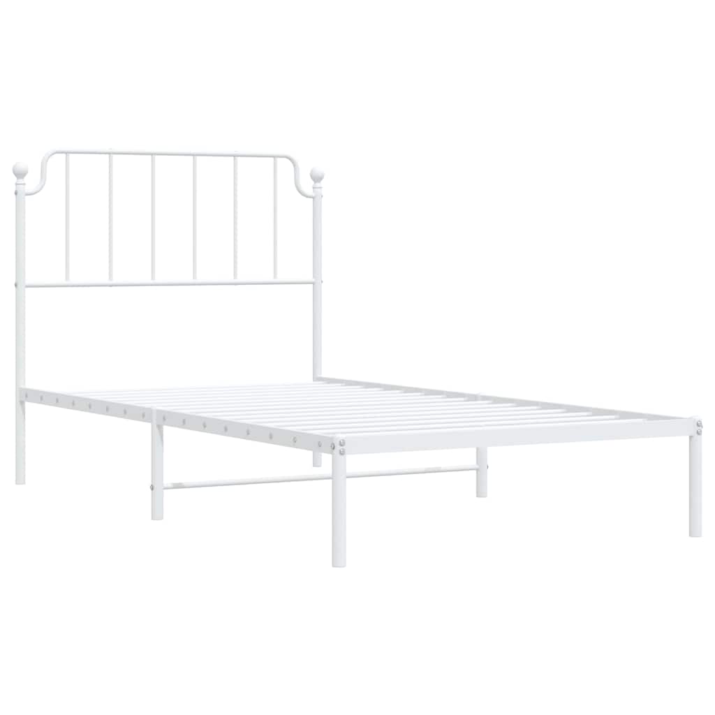 Sengeramme i metall med hodegavl hvit 100x190 cm