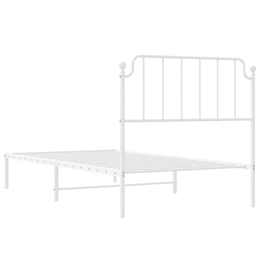 Sengeramme i metall med hodegavl hvit 100x190 cm