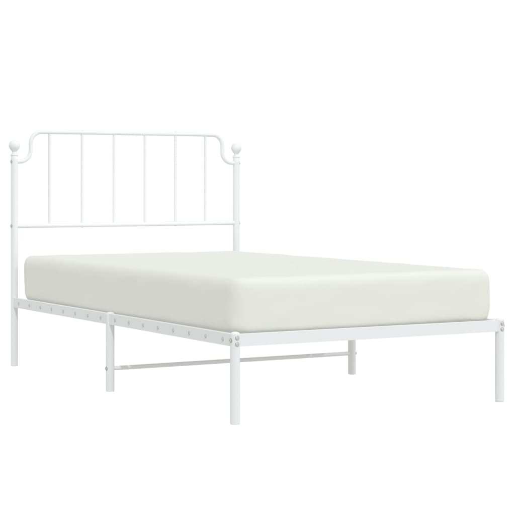 Sengeramme i metall med hodegavl hvit 107x203 cm
