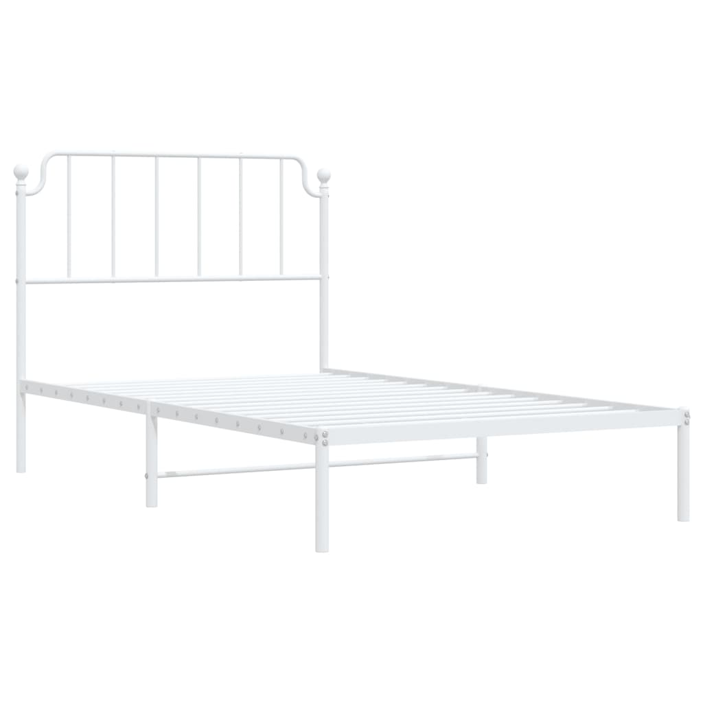 Sengeramme i metall med hodegavl hvit 107x203 cm