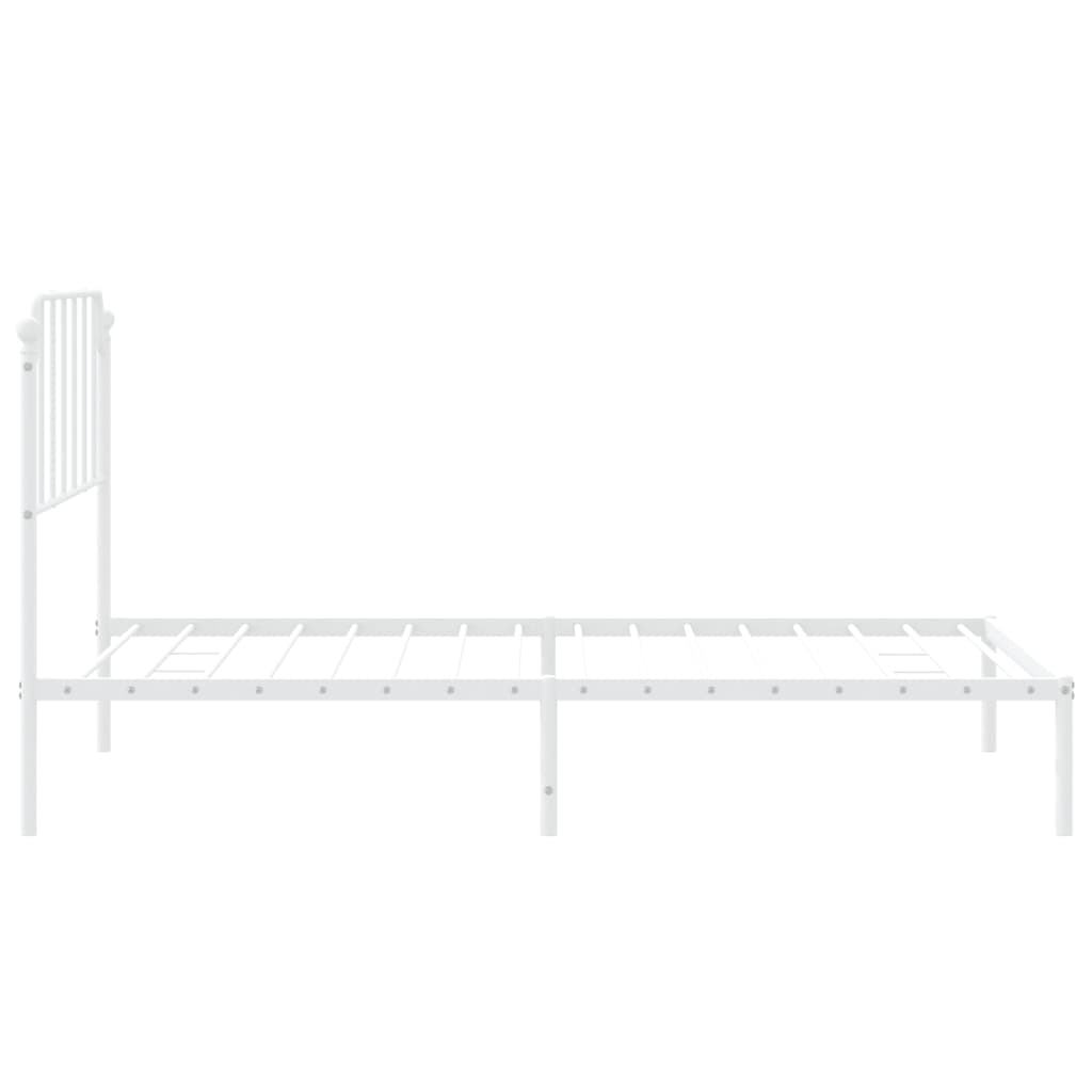 Sengeramme i metall med hodegavl hvit 107x203 cm