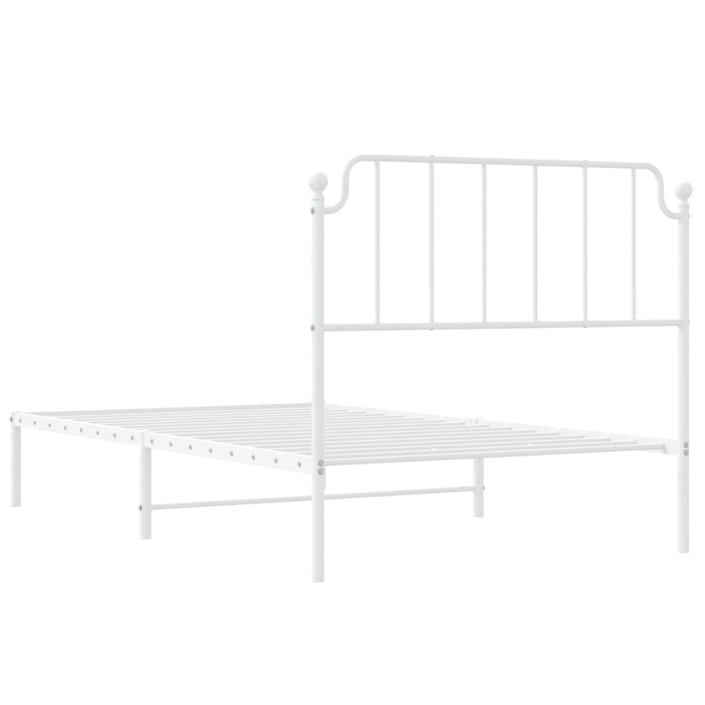 Sengeramme i metall med hodegavl hvit 107x203 cm