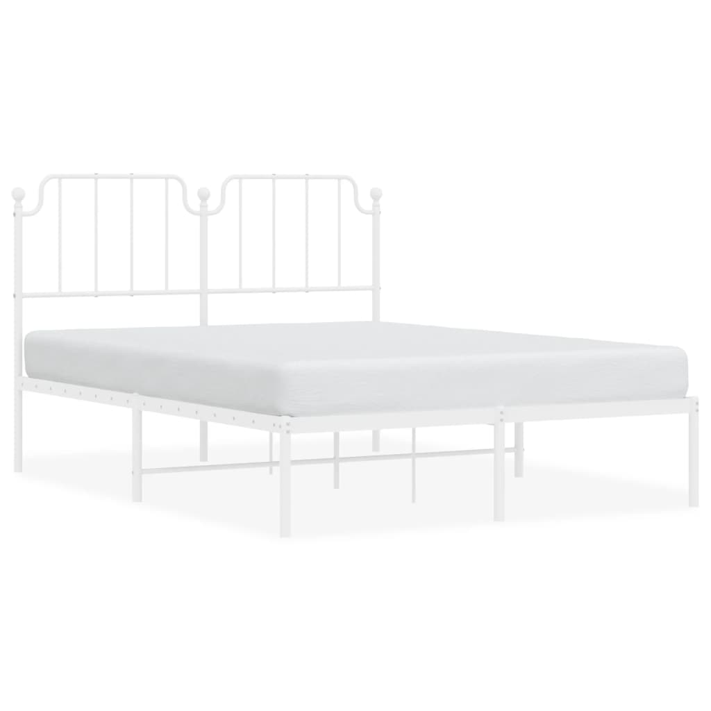Sengeramme i metall med hodegavl hvit 140x190 cm