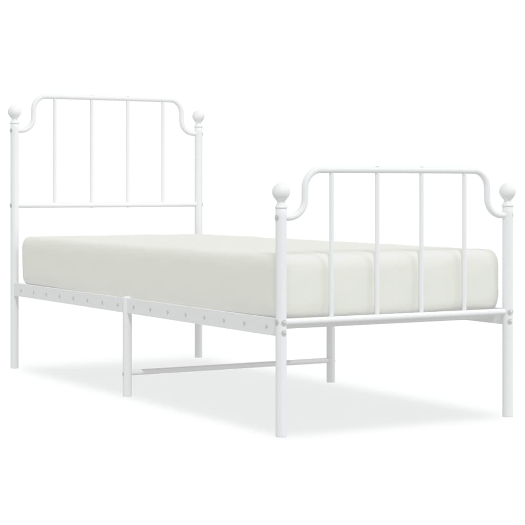 Sengeramme i metall med hode- og fotgavl hvit 80x200 cm