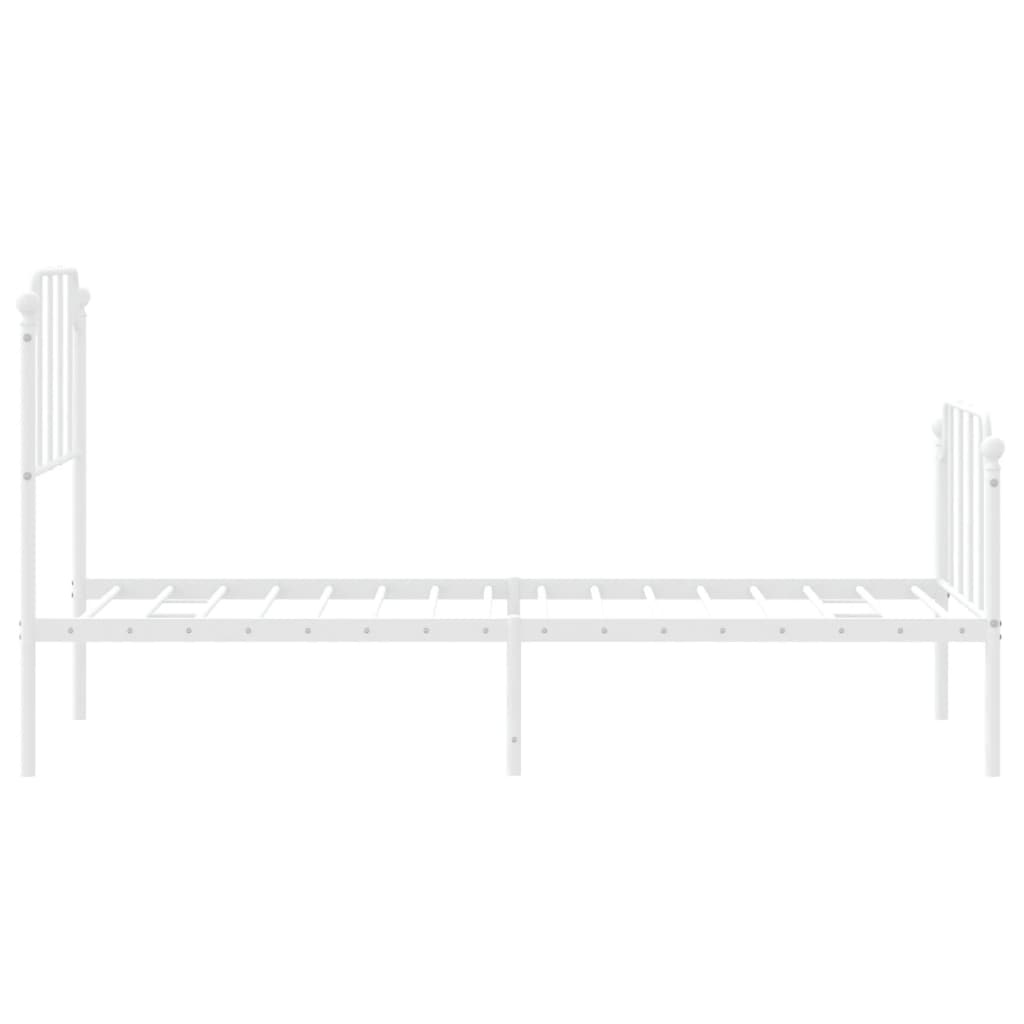 Sengeramme i metall med hode- og fotgavl hvit 80x200 cm