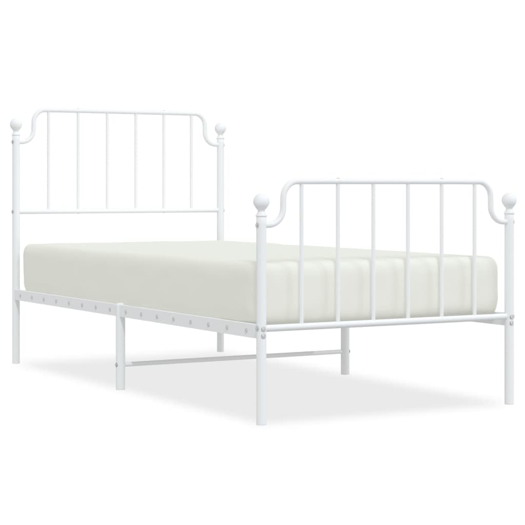 Sengeramme i metall med hode- og fotgavl hvit 90x190 cm