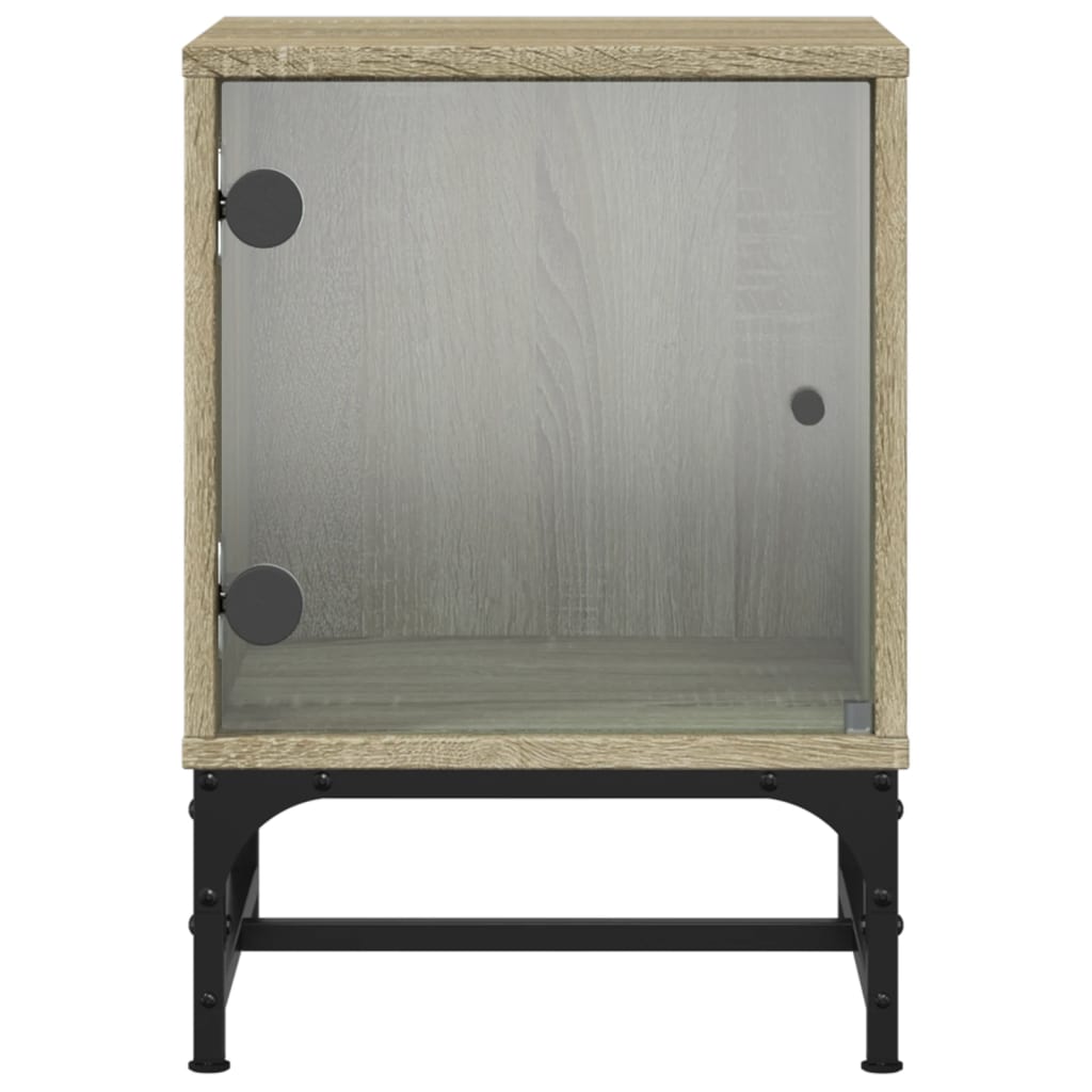 Nattbord med glassdører 2 stk sonoma eik 35x37x50 cm