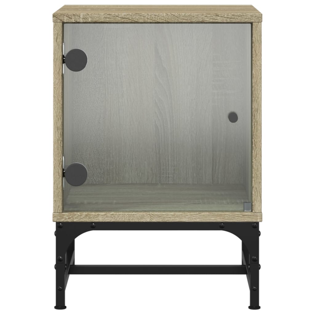 Nattbord med glassdører 2 stk sonoma eik 35x37x50 cm