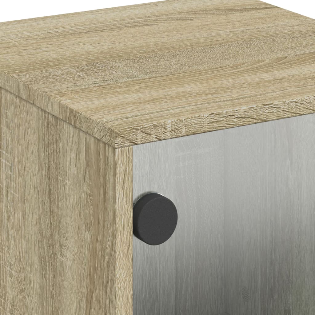 Nattbord med glassdører 2 stk sonoma eik 35x37x50 cm