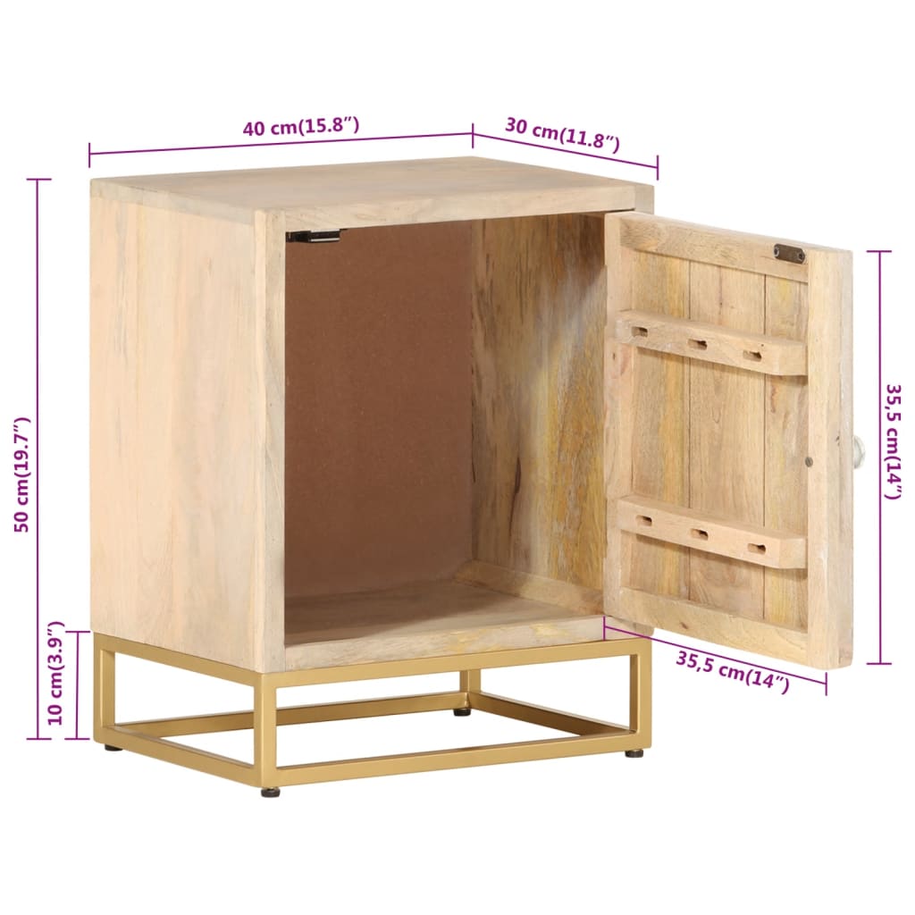 Nattbord 40x30x50 cm heltre mango og jern