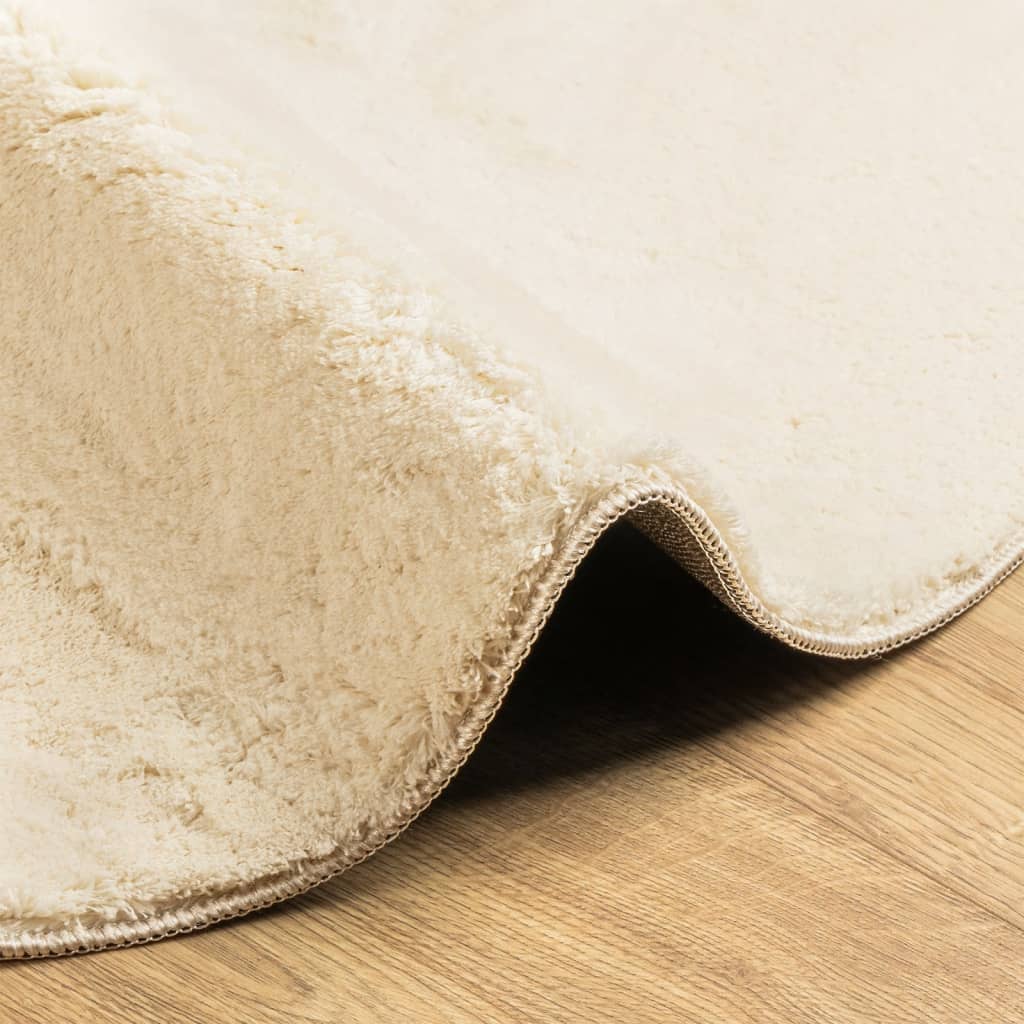 Teppe HUARTE kort luv mykt og vaskbart kremhvit Ø 80 cm
